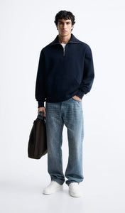 Men's Vintage-Inspired Striped Sleeve Sweatshirt | Retro Crew Neck Jumper