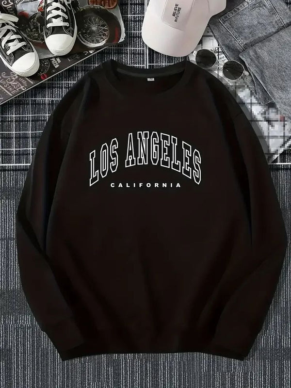 Los Angeles California Arch Print Oversized Crewneck Sweatshirt