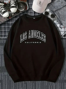 Los Angeles California Arch Print Oversized Crewneck Sweatshirt