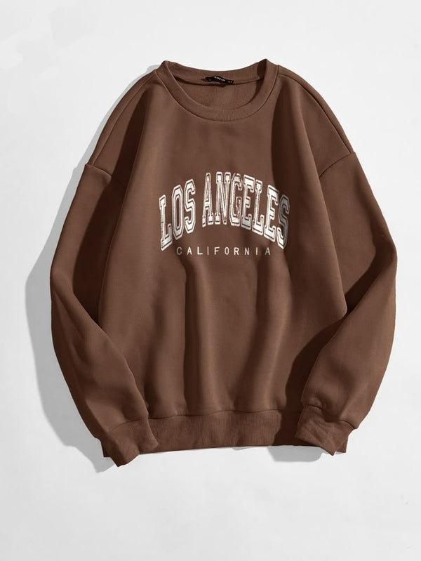 Los Angeles California Arch Print Oversized Crewneck Sweatshirt