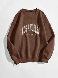 Los Angeles California Arch Print Oversized Crewneck Sweatshirt