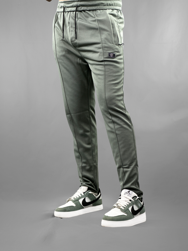 Sage Green  Textured Casual Trousers with Zip Pockets