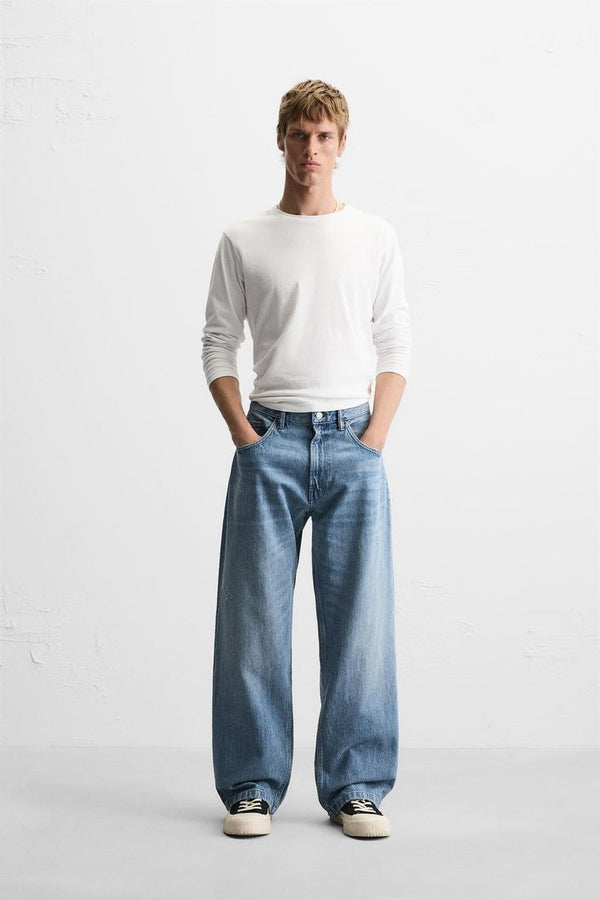 Men's Ultra-Baggy Fit Jeans - Light Wash Oversized Skater Denim
