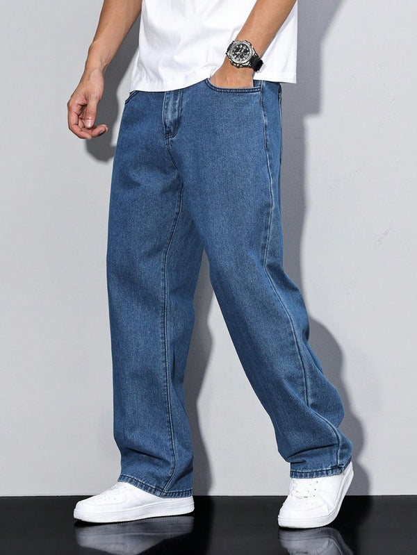 Men's Ultra-Baggy Fit Jeans - Light Wash Oversized Skater Denim