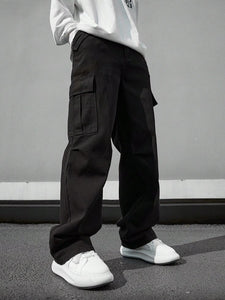 Heavyweight Black Wash Wide-Leg Jeans with Metal Ring Detail