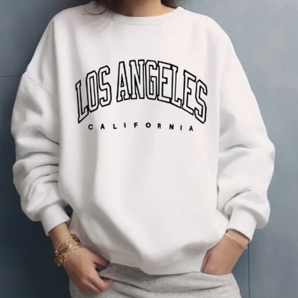 Los Angeles California Arch Print Oversized Crewneck Sweatshirt