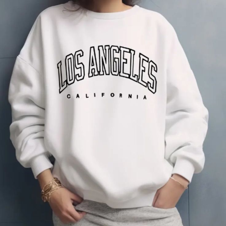 Los Angeles California Arch Print Oversized Crewneck Sweatshirt