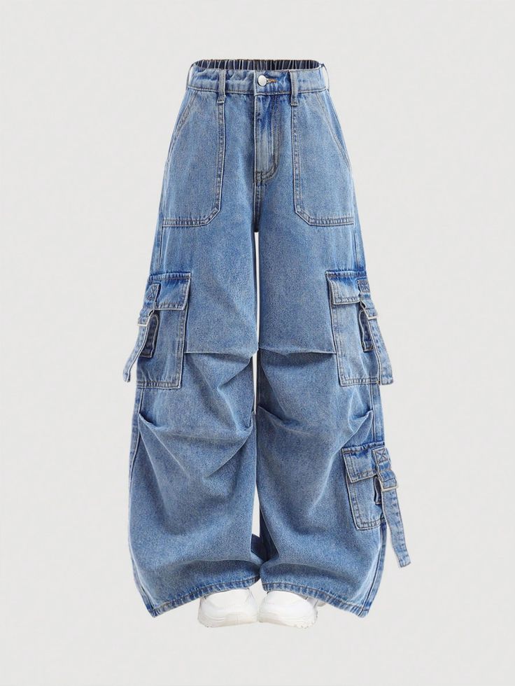 Men's Ultra-Baggy Fit Jeans - Light Wash Oversized Skater Denim