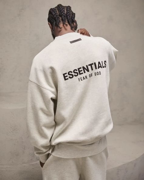 FOG ESSENTIALS Logo Print Crewneck Sweatshirt - Heather Oatmeal